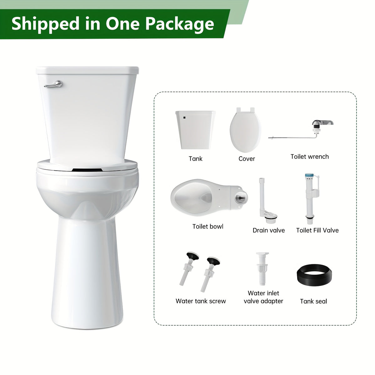 [Tall Toilet For Seniors] 21'' Extra Tall Elongated Toilet With Comfort Chair-Height Seat, 1.6 GPF Powerful Single Flush, 12'' Rough-In, Ideal For Seniors & Tall Individuals