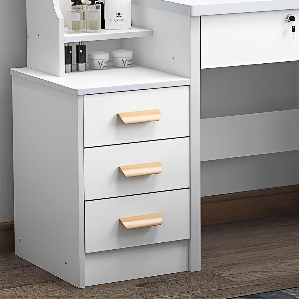 White Dressing Table with Sliding Mirror And Stool 4 Drawers Home High-End Bedroom Dressing Cabinet Integrated Small Apartment
