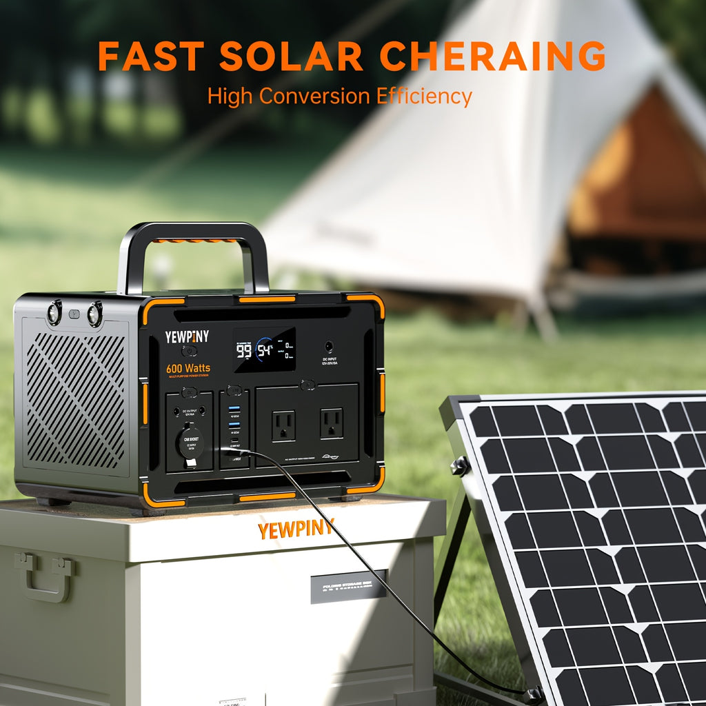 [Portable, Fast Charging] 300W/600W YEWPINY Portable Power Station, Featuring Fast Charging, 259Wh/599.4Wh Lithium-Ion Battery Solar Generator, 17,500mAh/27,000mAh High-Capacity Lithium-Ion Battery, Ideal for Home Use, Outdoor Trips, Camping, Hunting, and