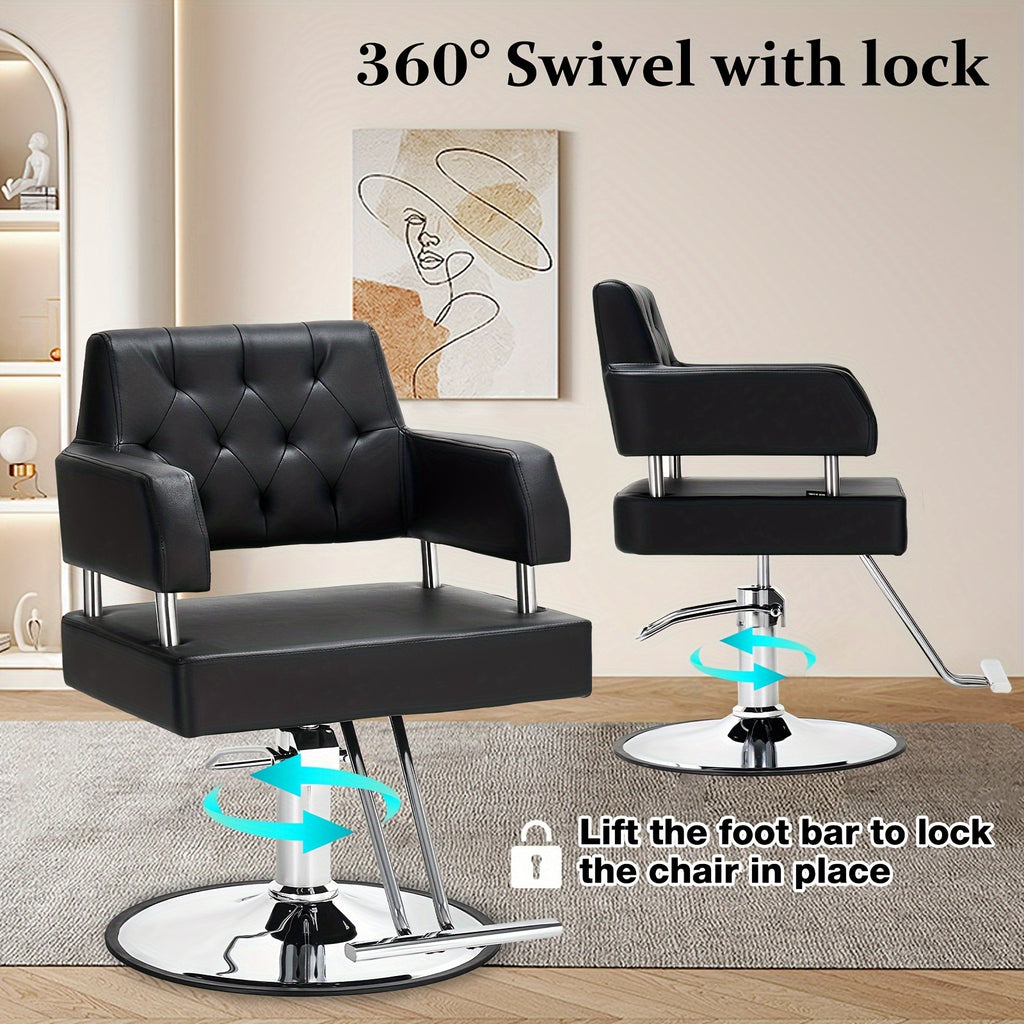 Barber Chair with Hydraulic Height Adjustment and 360-Degree Swivel for Salon Hair Styling and Spa Services