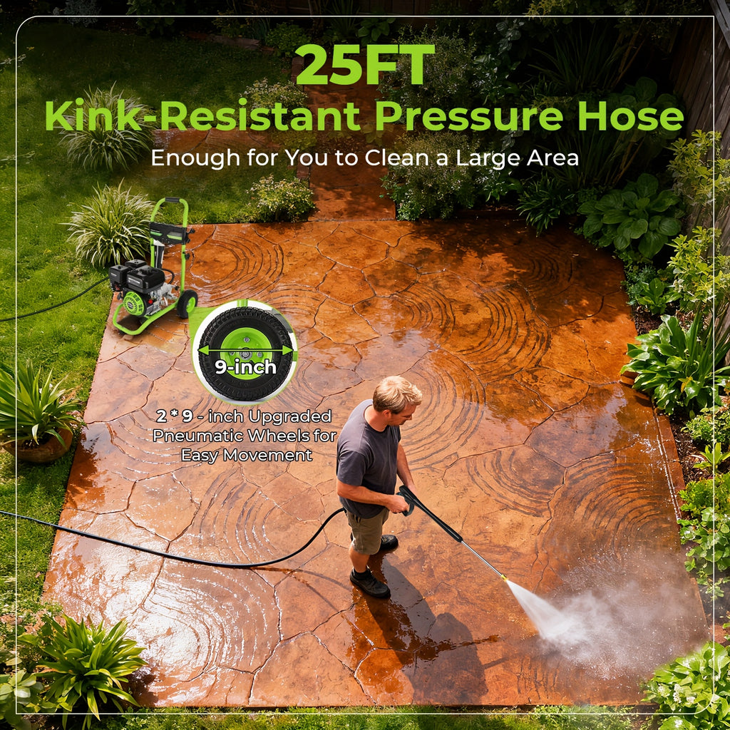 4400PSI Gas Pressure Washer 5.0GPM Gas Power Washer 212CC Gas Powered Washing Machine Commercial High Pressure Washer with 25ft Hose&5 Nozzles for Patio Garden Yard Vehicle, EPA/CARB/ETL