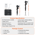 VEVOR Electric Trailer Jack, Power Tongue Jack Weight Capacity 3500 lbs, 9.84"-33.85" Electric Tongue Jack with Cover for Lifting RV Trailer, Horse Trailer, Utility Trailer, Yacht Trailer