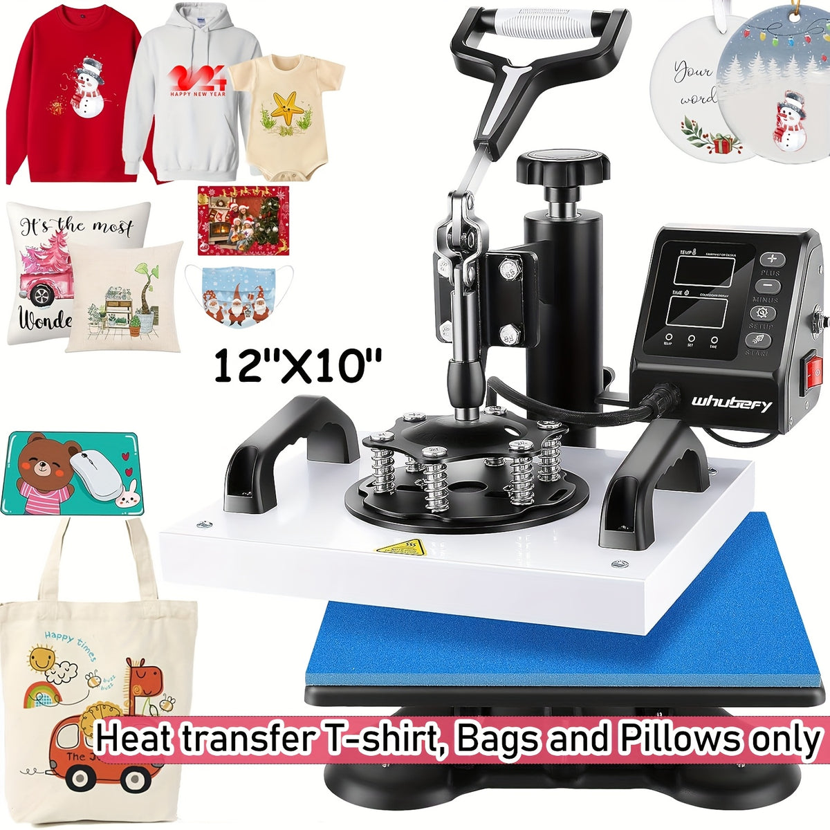 8-in-1/5-in-1 15"x12" Heat Press Machine Set, Professional Sublimation Machine, Rotatable T-Shirt Printing Heat Transfer Digital Industrial Quality Heat Press, Suitable For T-Shirts, Bags, Pillows, Mugs, Hats, Plates, Beanies