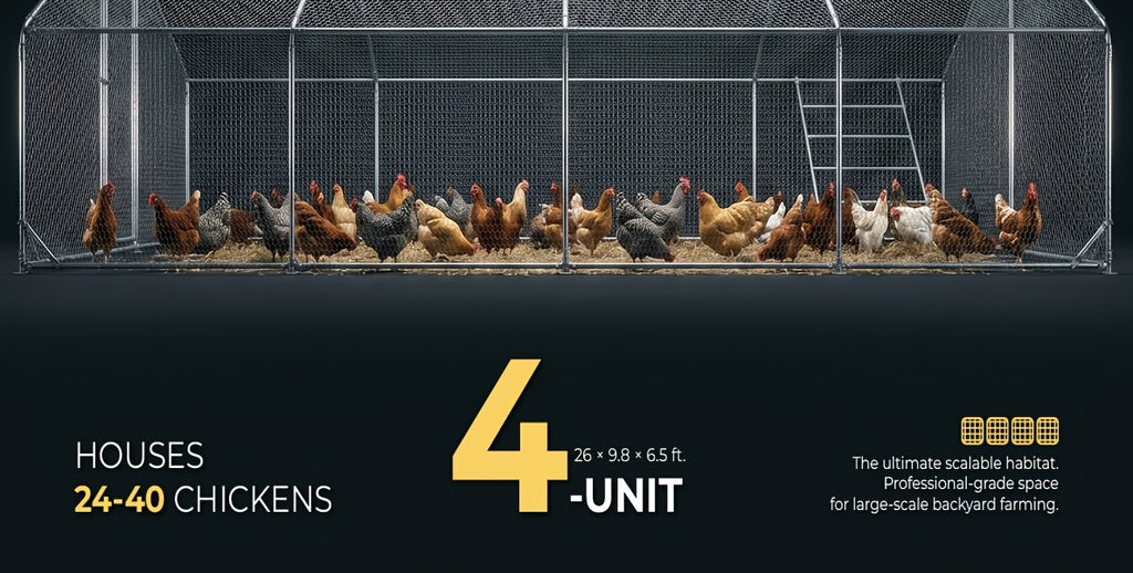 Heavy Duty Reinforced Chicken Coop Walk In Chicken Run with Waterproof Cover Large Metal Poultry Cage Outdoor Chicken Pen with Free Chicken Roosting Ladder