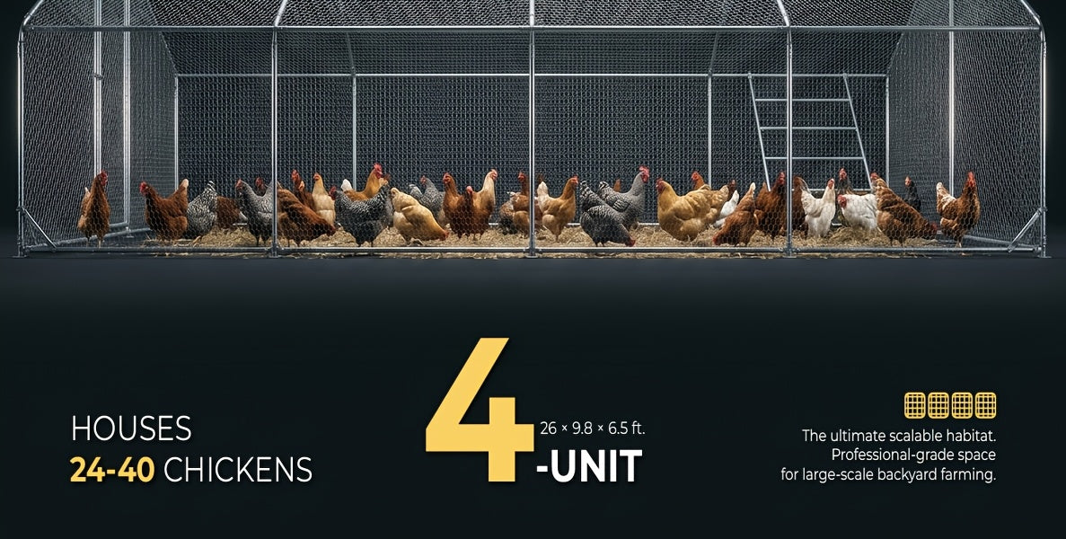 Heavy Duty Reinforced Chicken Coop Walk In Chicken Run with Waterproof Cover Large Metal Poultry Cage Outdoor Chicken Pen with Free Chicken Roosting Ladder