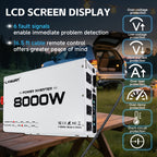 LVYUAN Power Inverter, 8000W (peak), 12V DC to 110V/120V AC Converter, Suitable for Homes, RVs, Boats, Off-grid Solar Systems, And Vehicles. Features USB Charging Ports, 4 AC Power Outlets, Dual USB Ports, An LCD Display, And A Remote Control.