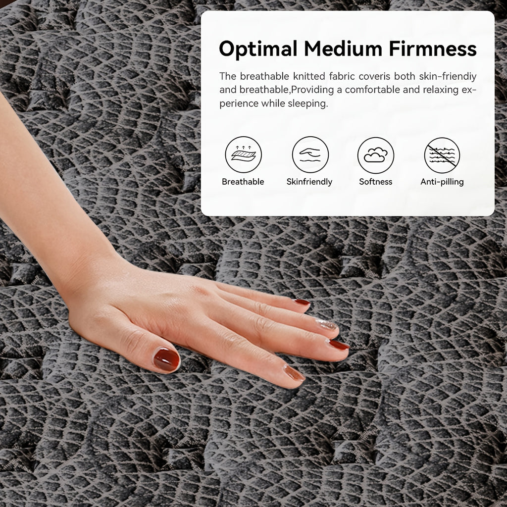 12/14 Inch Queen Size Mattress, King Size Mattress, Full Size Mattress, Twin Mattress in a Box with Memory Foam And Individual Pocket Springs, Motion Isolation, Pressure Relief, Medium Firm Feel, Cool And Comfortable Sleep, Edge