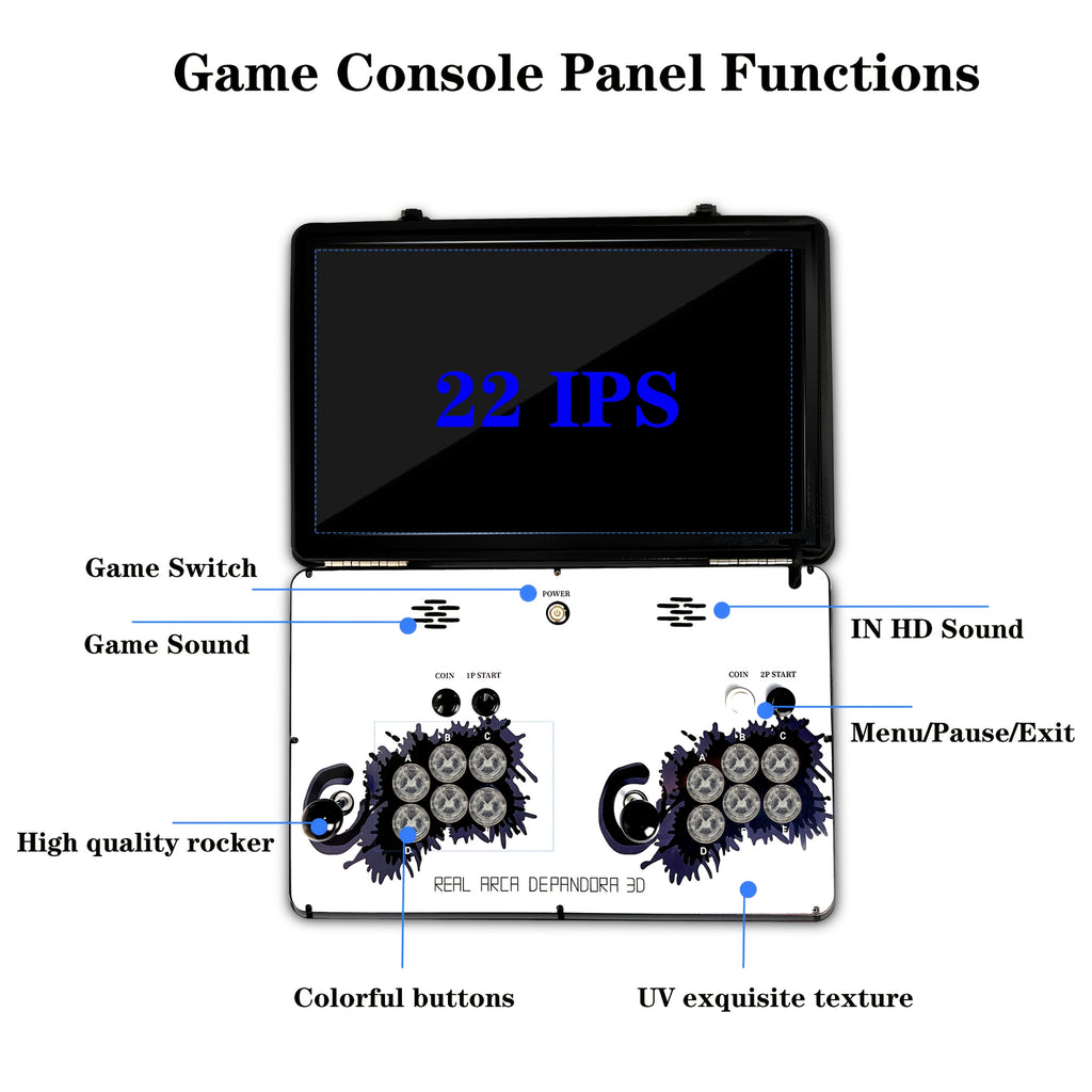 Arcade Game Console 22 Inch Creative Easter Arcades Ful Ize Stand-Up Folding Easter Arade Machines 4 Player Multiple Languages 22" LED Screen 2 Sanwa Oysticks 2Joystick Gamepad