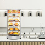 5-Tier Food Warmer Pizza Warmer Countertop, Food Warmer Display Pretzel Warmer with LED Lighting Removable Shelves Glass Door, Pastry Display Case for Buffet Restaurant Cafe, 110V 800W