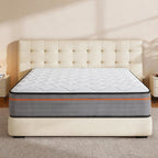 10/12 Inch Full Queen Size Memory Foam Mattress | Ergonomically Designed, Medium Firm Hybrid Mattress Featuring Pocket Springs, Grey Quilted Cover, Fire-Resistant