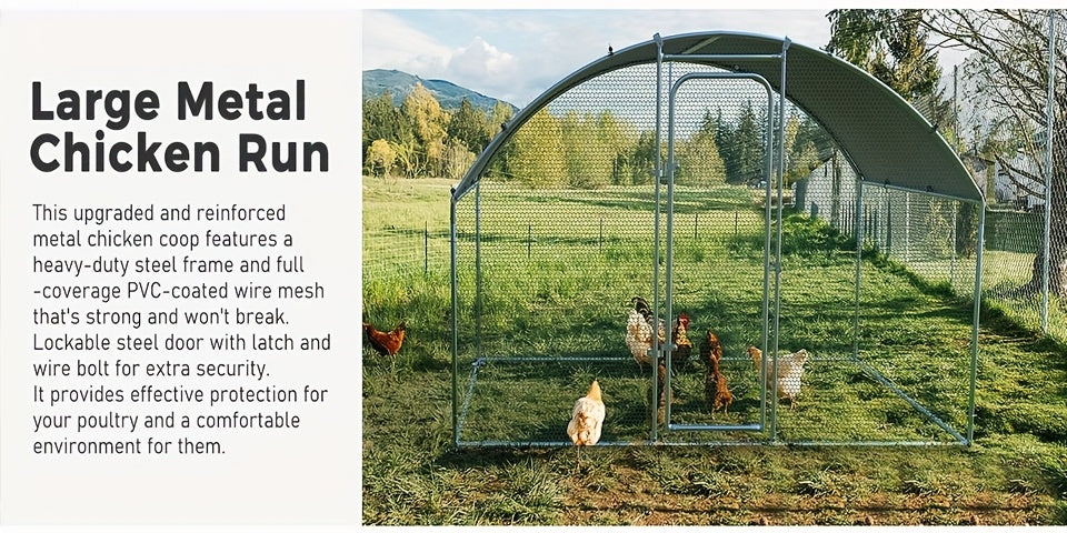 SNDM Chicken Coop Large Metal Chicken Run Upgrade Wire Mesh Chicken Pen with Water-Resident And Anti-Uv Cover, Duck Rabbit House Outdoor