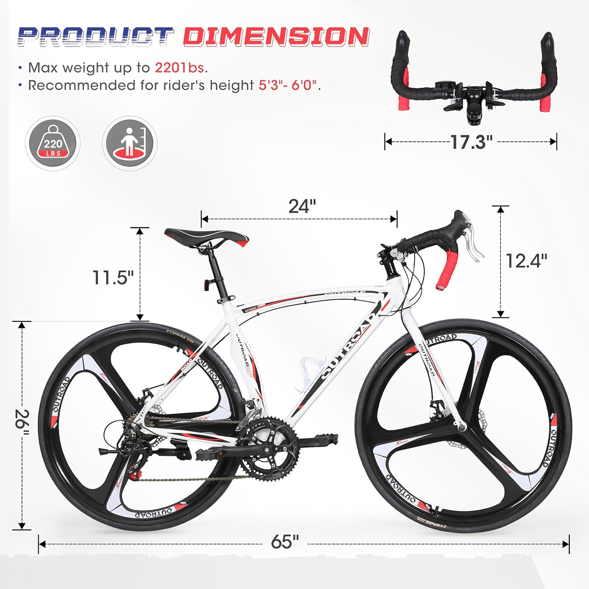 Road Bike 14-21Speed 700C Wheel with Light Aluminum Alloy Frame Commuter Bicycle with Dual Disc/V Brakes for Women And Men