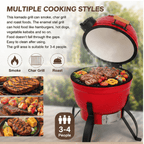 20 "Portable ceramic Charcoal Barbecue BBQ heavy-duty outdoor barbecue grill with adjustable ventilation and heat-resistant cover Perfect for camping, backyards, terraces, and trailers (including the stand)