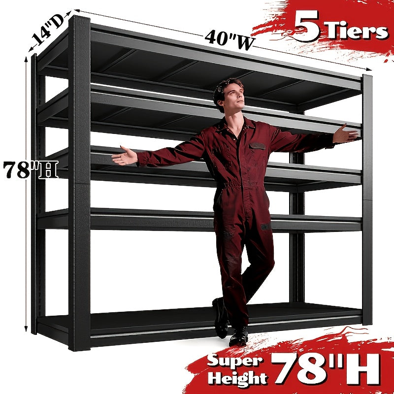 Adjustable Storage Rack for Garage Tools, Auto Parts and Household Supplies with Flexible Shelf Heights