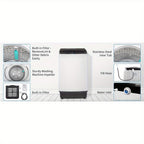 Full Automatic Washing Machine, 15.6/17.6/17.8/25Lbs Top Load Portable Washer with Drain Pump, 10 Wash Programs 8 Water Level Washer and Dryer Combo, 2 in 1 Washer and Dryer for Apartments, RV, Camping