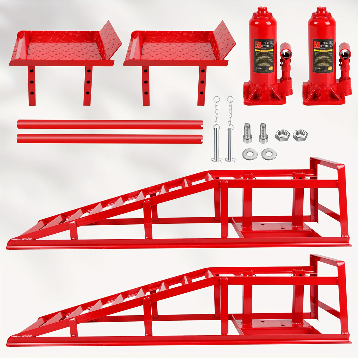 2pcs Hydraulic Car Ramps 5T, Low Profile Truck Lift Service Ramps for Oil Changes, Truck Trailer Garage, for Home Garage, Vehicle Auto Garage Repair