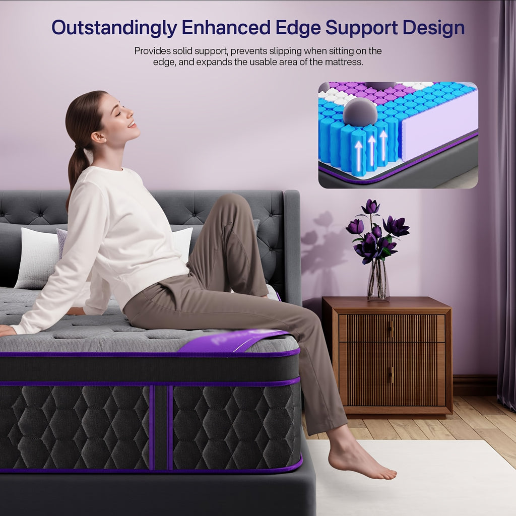10/12-inch Extra-large, King, Queen, And Twin Mattresses Feature Ergonomic Design with A Blend Of Pocketed Coils And Memory Foam. Offering Medium Firmness, They Effectively Relieve Pressure Points for A Comfortable Night's Sleep.