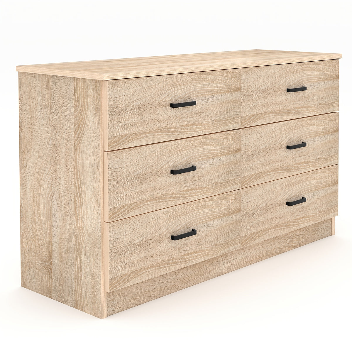 Kuajuz Brown Bedroom Dresser for Bedroom, 6 Drawers Dresser, Large Chest of Drawers Storage Organizer, Long Dresser TV Stand
