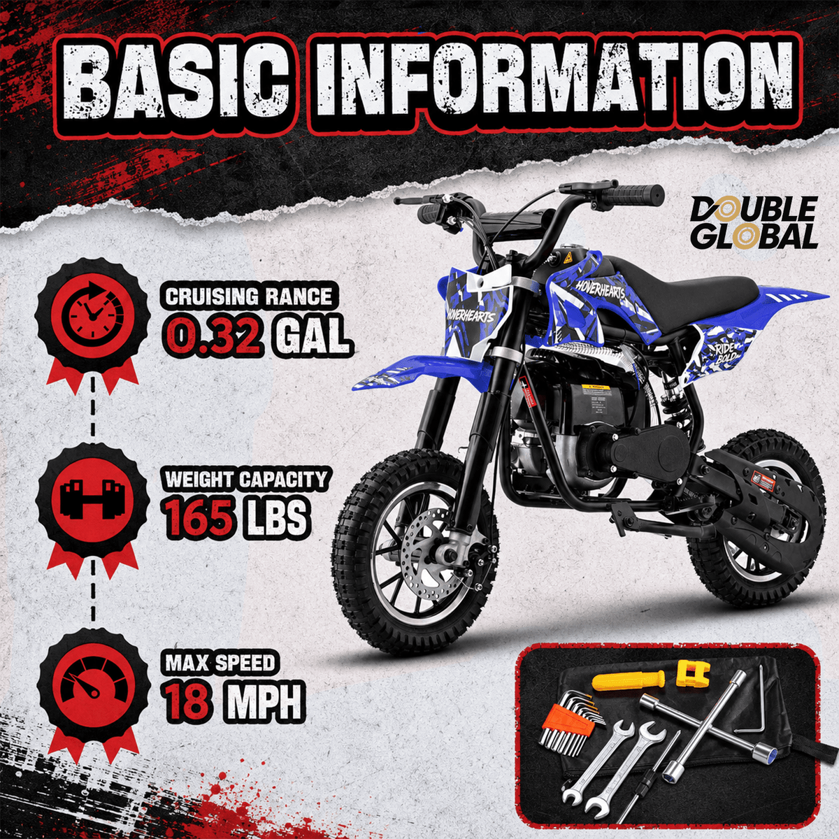 2026 New Style 37cc 4-Stroke Gas Powered Mini Dirt Bike, Top Speed 18 MPH with Up to 27 Miles Riding Range, Compact Off-Road Motorcycle for Teens and Adults, Air-Cooled Engine, Easy Pull Start System, Durable Steel Frame Construction, Front and Rear Disc