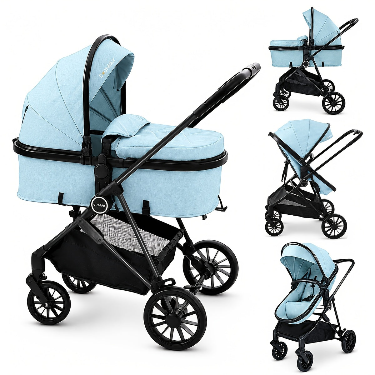 Cochildor 2-In-1 Convertible Foldable Infant Baby Stroller with Reversible Seat And Large Canopy, Mult Position Recline, Canopy with Pop Out Sun Visor And More Umbrella Stroller for Travel, Extra Storage, Spacious Seat, Removable Footmuff