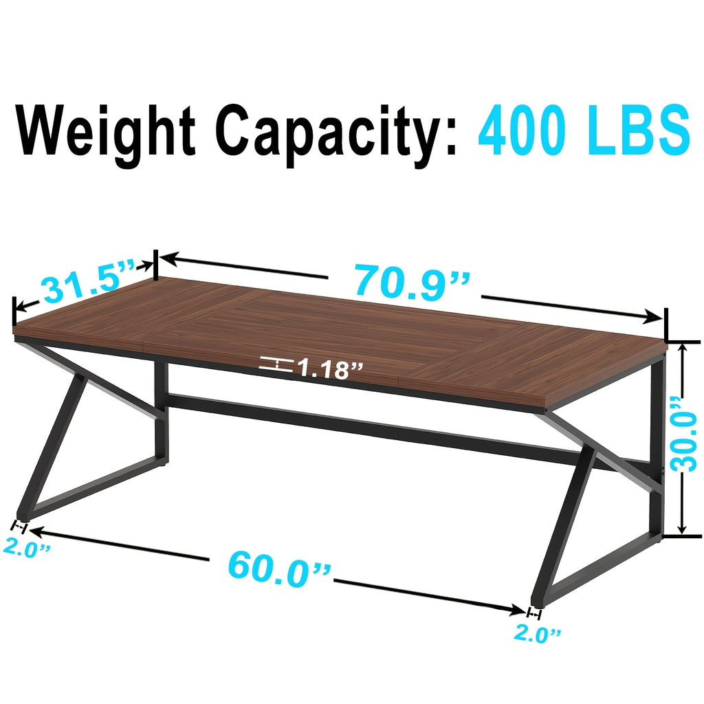 [Extra Long Computer Desk] 70 Inch Extra Long Computer Desk, Industrial Metal Wood Home Office Desk, Large PC Laptop Table For 2 Person Executive Writing Work Study Gaming, Bedroom Living Room Dual Monitor Desk, Dark Gray