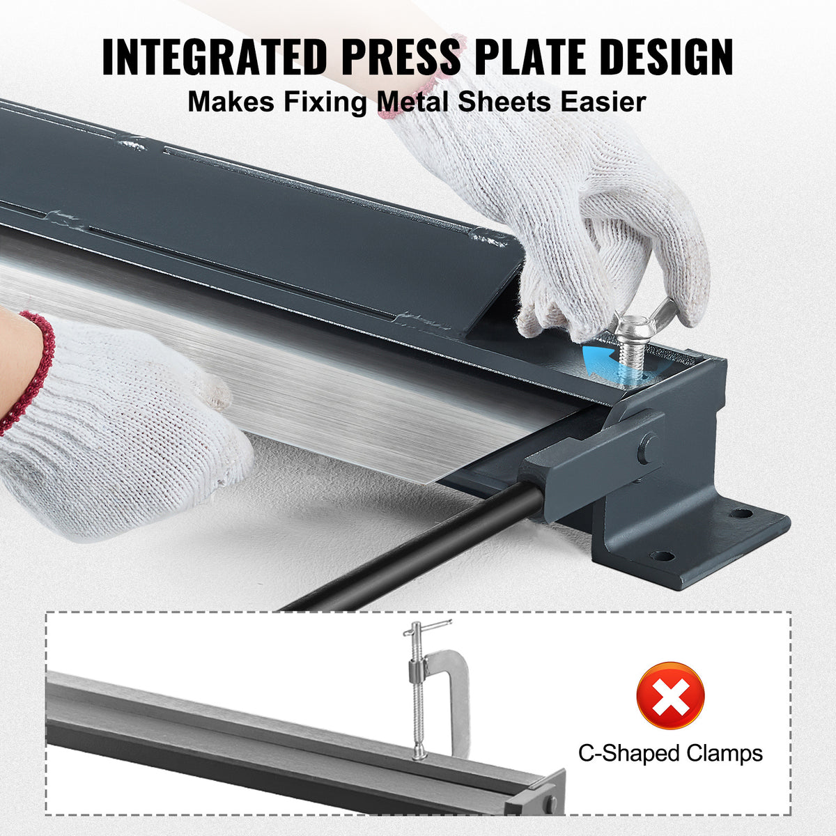 VEVOR Box and Pan Brake, 24-Inch/36-Inch/ 48-Inch, 0-130 Degrees Sheet Metal Bending Brake, Portable Metal Bender with 20 Gauge Low Carbon Steel 14 Gauge Aluminum Capacity, for Metal Bending