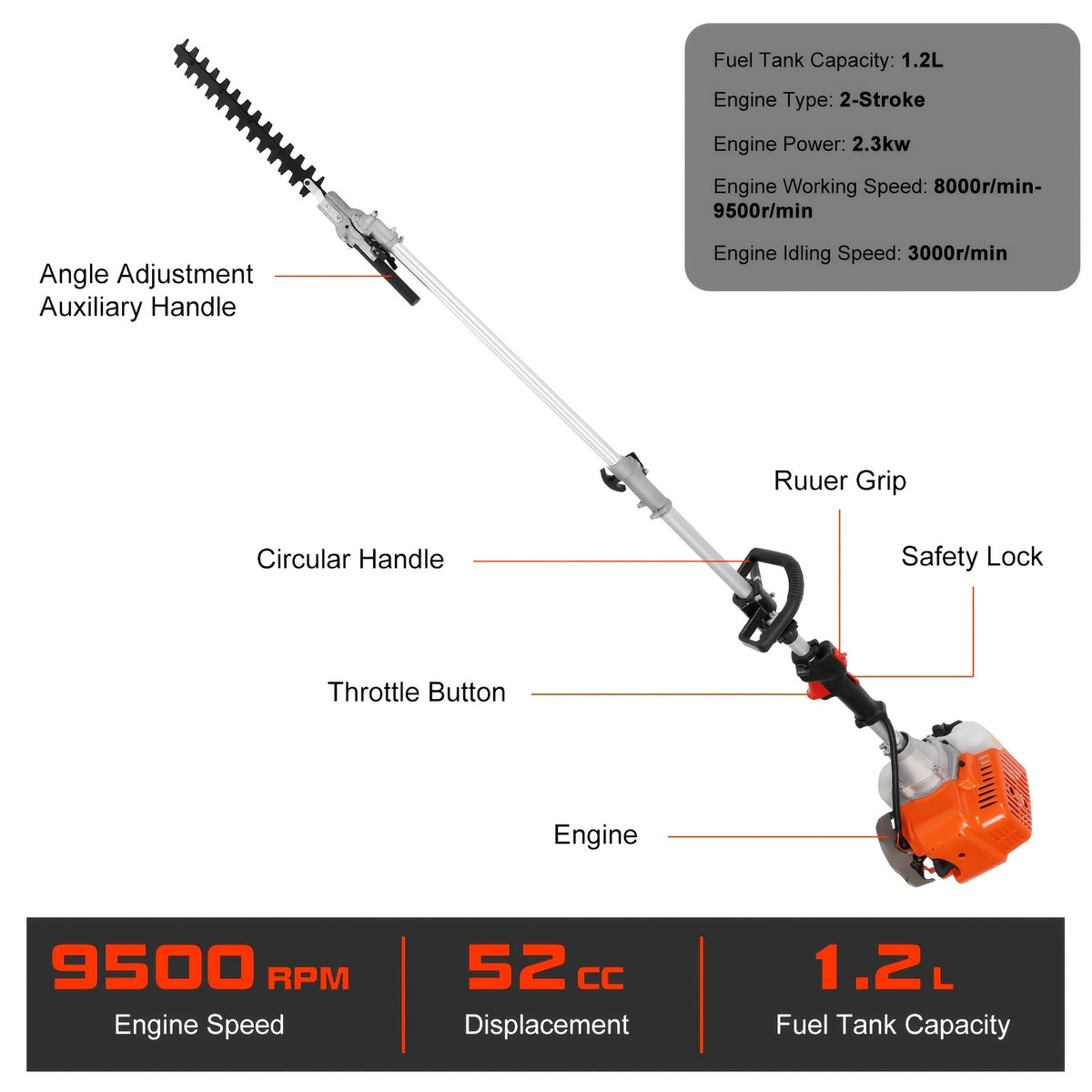5-in-1 52cc Lawn Mower, Multifunctional Gasoline Lawn Mower, Small Household Irrigation Lawn Mower, Foldable Handheld Lawn Mower/wheel Edge Machine/mini Lawn Mower, Suitable for Lawns
