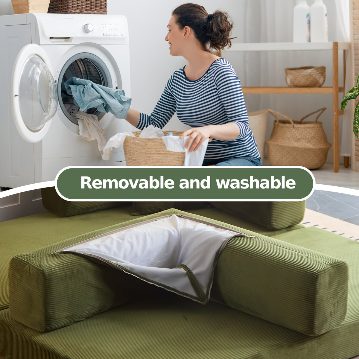 Boneless Sofa Bed, Modern Cloud Couch Folding Sofa Bed, Modular Sofa In A Box Compressed Memory Foam Sofa with Washable Sofa Cover for Living Room, Bedroom, Apartment