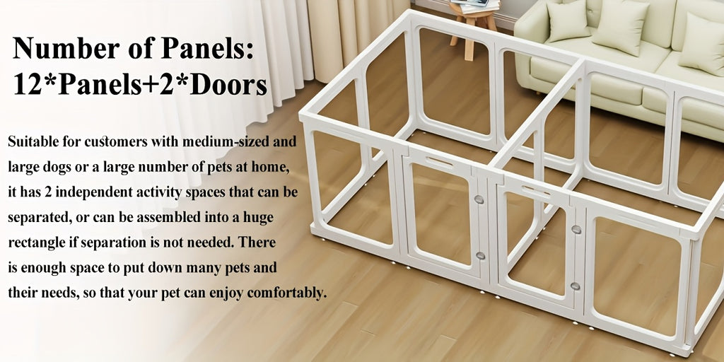 [Dog Enclosure Indoor] Acrylic Dog Enclosure With Entrance - Easy To Set Up And Maintain - Perfect Indoor Play Area For Small To Medium Dogs - Puppy Enclosure Style