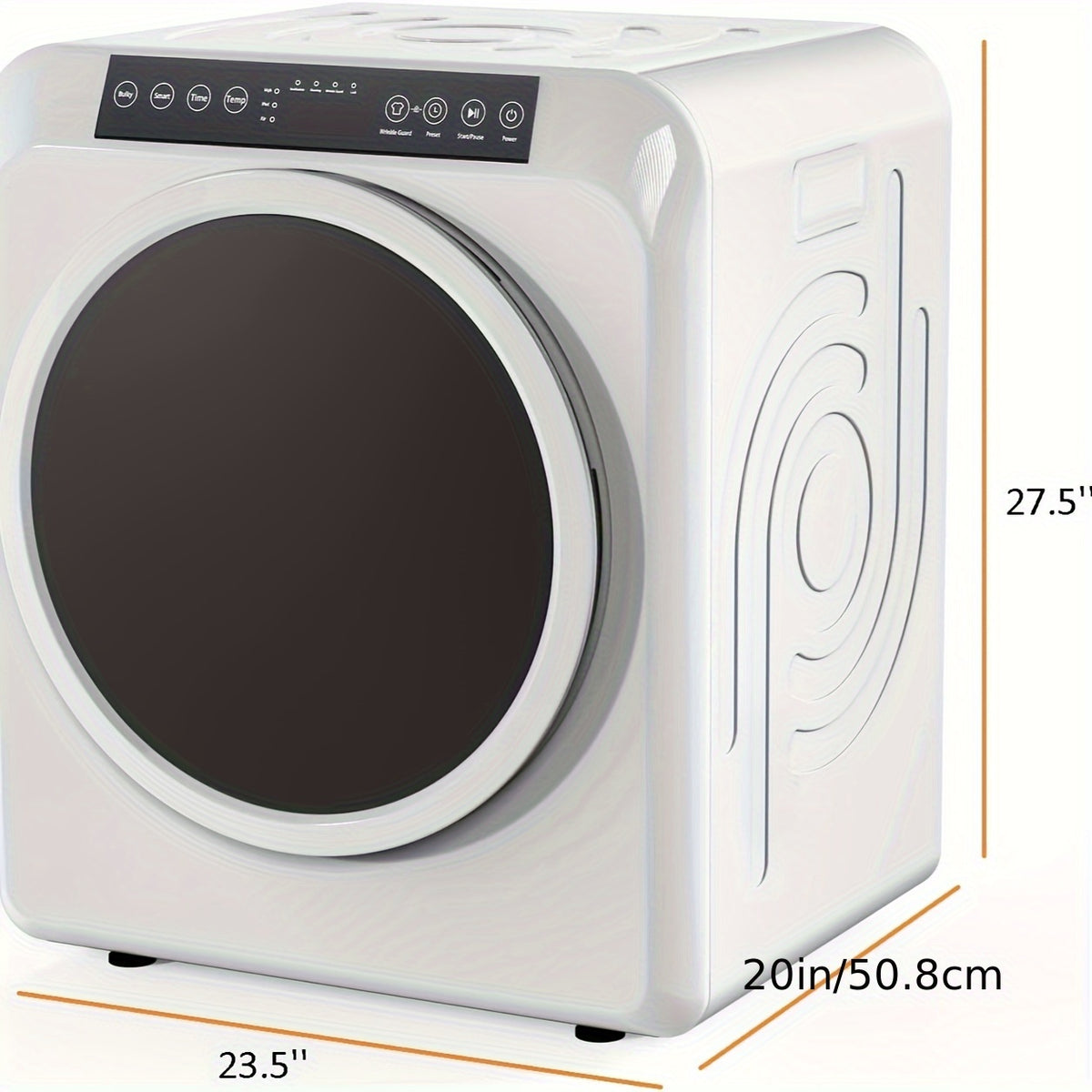 [Portable Laundry Dryer] 13.2LB Portable Clothes Dryer, 3.5 Cu.Ft High-End Front-Load Tumble Laundry Dryer With LCD Touch Screen, Stainless Steel Tub For Apartment, Home, Dorm, Classic White