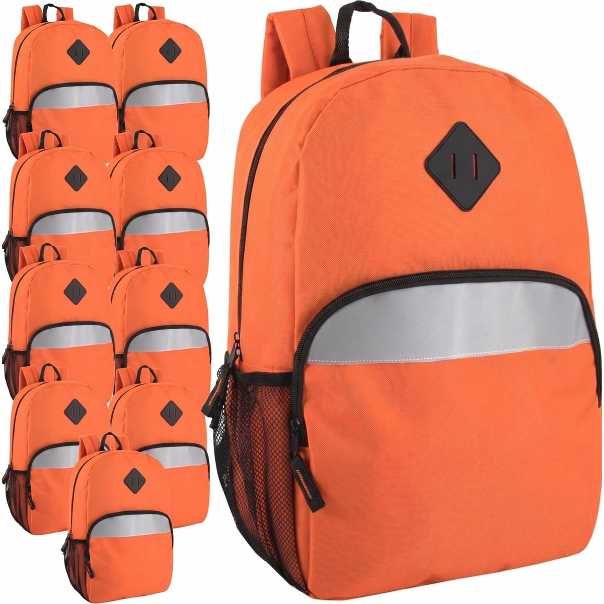 Trailmaker (24 Pack) 17" Backpack – Reflective School Backpack with Padded Straps, Water Bottle Pockets for Kids & Adults, School Travel Camp
