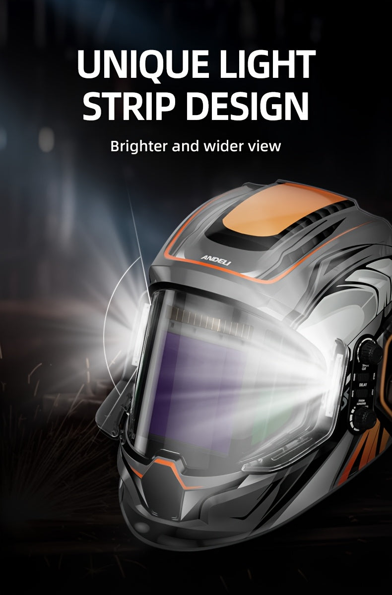 ANDELI Welding Helmet with True Color Automatic Dimming, 180° View Measuring 3.94" X 3.74", Featuring 4 Arc Sensors And a Wide Coverage Range of 4/5-8/9-13, Suitable for TIG, MIG, And STICK Welding