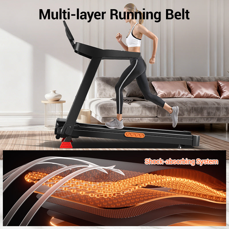 UMAY 20% Maunal Incline Treadmill, Foldable Home Treadmill with Quiet 3.5 HP Motor, 400LBS Capacity