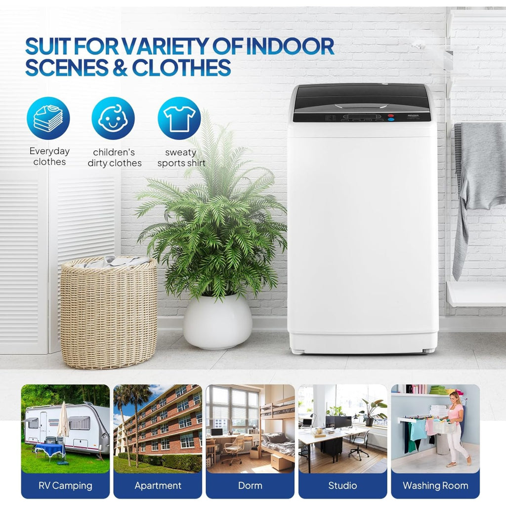 17.8/25 pounds (approximately 8 kilograms) portable washing machine, fully automatic washing machine, equipped with stainless steel tub and drainage pump - 110-volt compact washing machine, suitable for apartments, dormitories, campers, camping, small hou