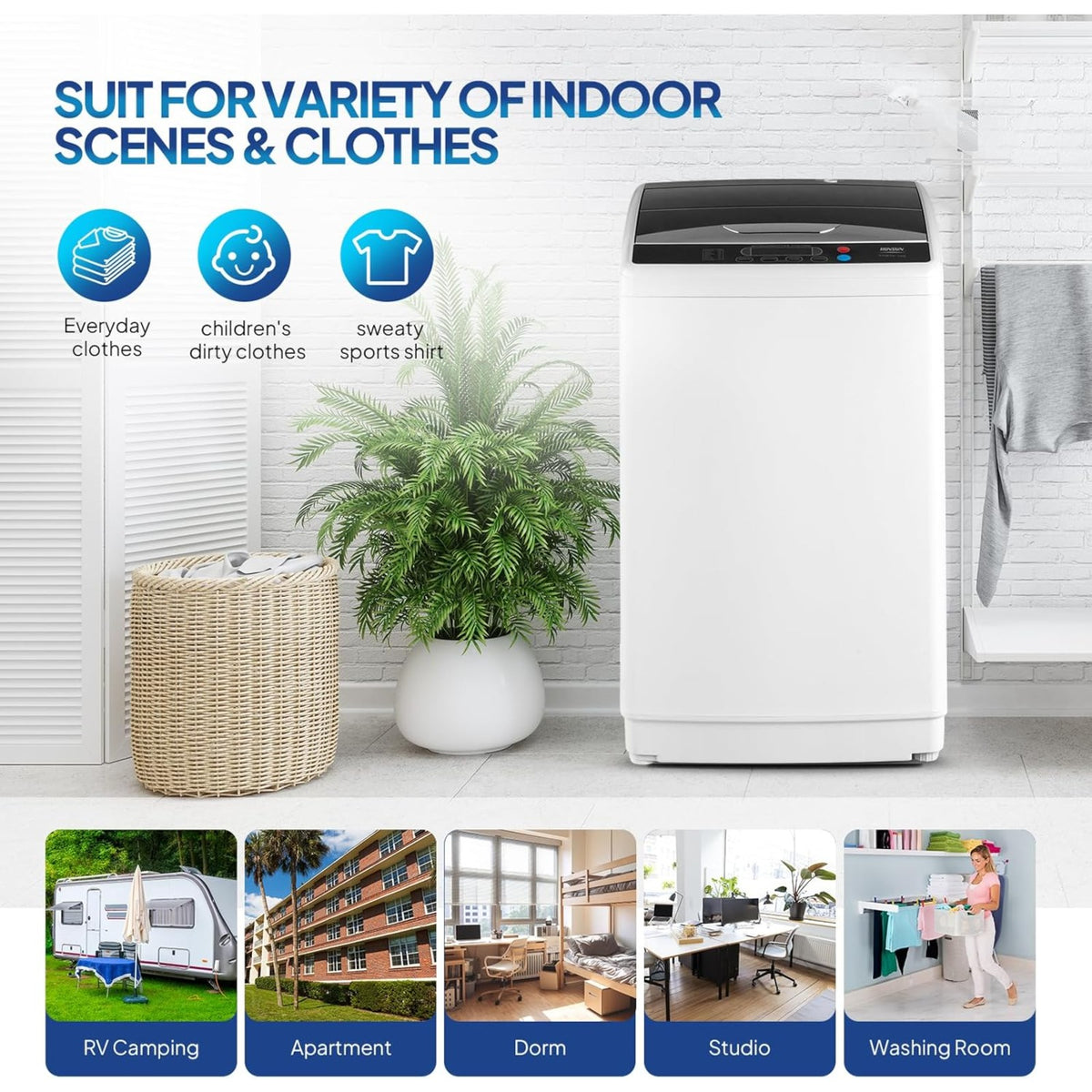 17.8/25 pounds (approximately 8 kilograms) portable washing machine, fully automatic washing machine, equipped with stainless steel tub and drainage pump - 110-volt compact washing machine, suitable for apartments, dormitories, campers, camping, small hou