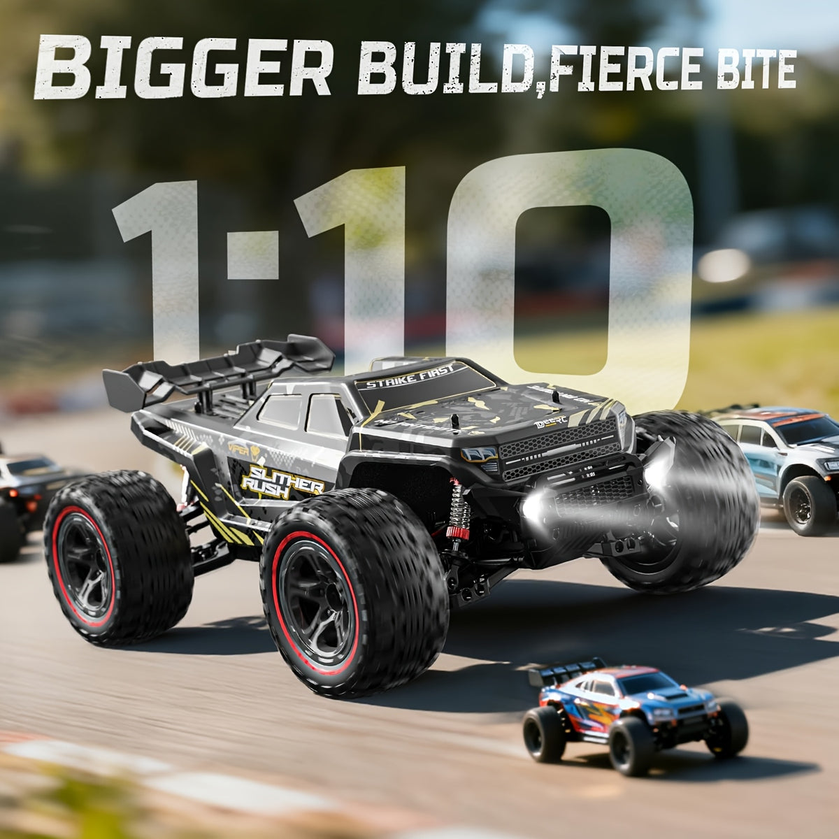 DEERC 1:10 Fast Brushless RC Car for Adults, Max 65KM/H, High-Speed 4WD Off-Road Remote Control Truck with 2 X 3S Batteries And Extra Swing Arms. Non-Toy Product, Intended for Professional Users, Collectors