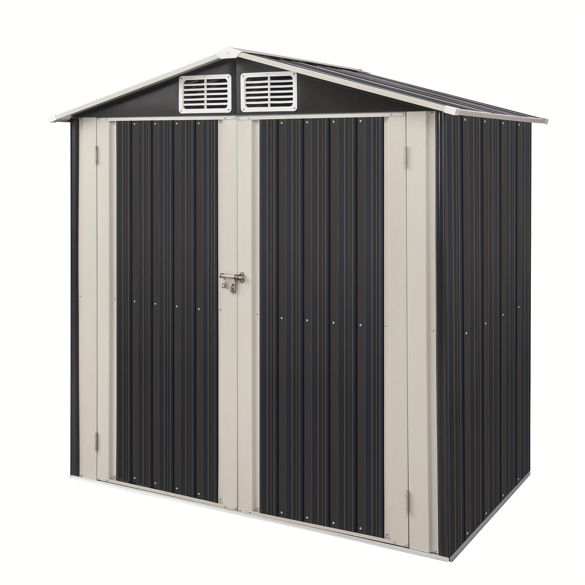 6x4ft Outdoor Storage Shed, Anti-Corrosion Tool Shed with Sloping Roof, Metal Garden Shed with Lockable Door, for Backyard Patio Lawn Poolside