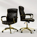 Executive Office Chair with Golden Frame for Swivel Seating and Workspace Mobility at Your Desk