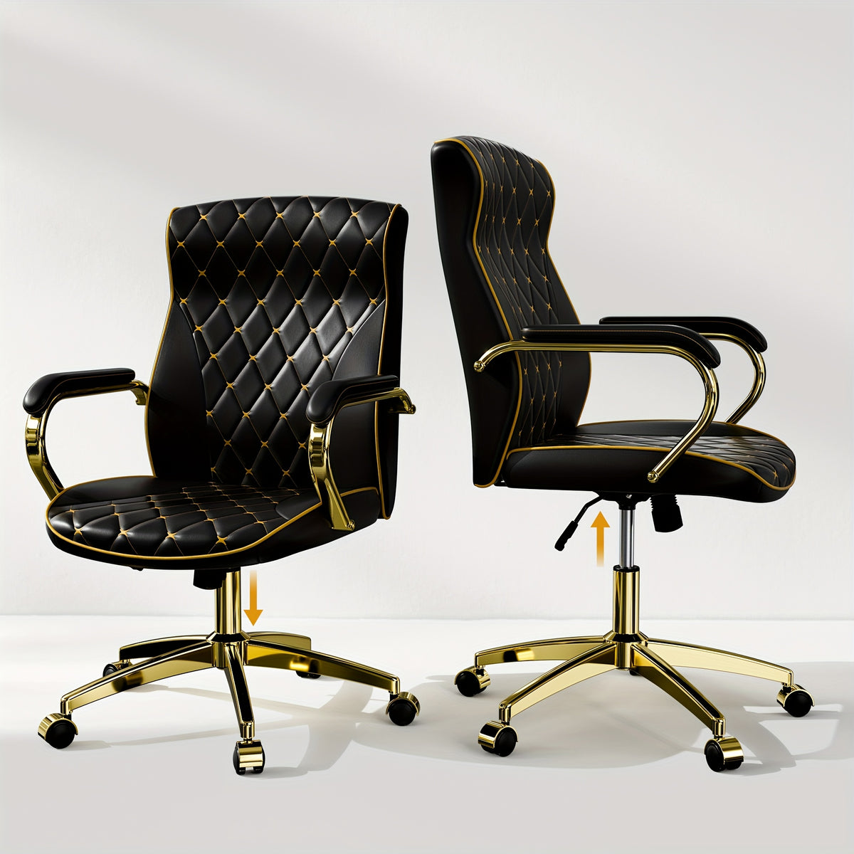 Executive Office Chair with Golden Frame for Swivel Seating and Workspace Mobility at Your Desk