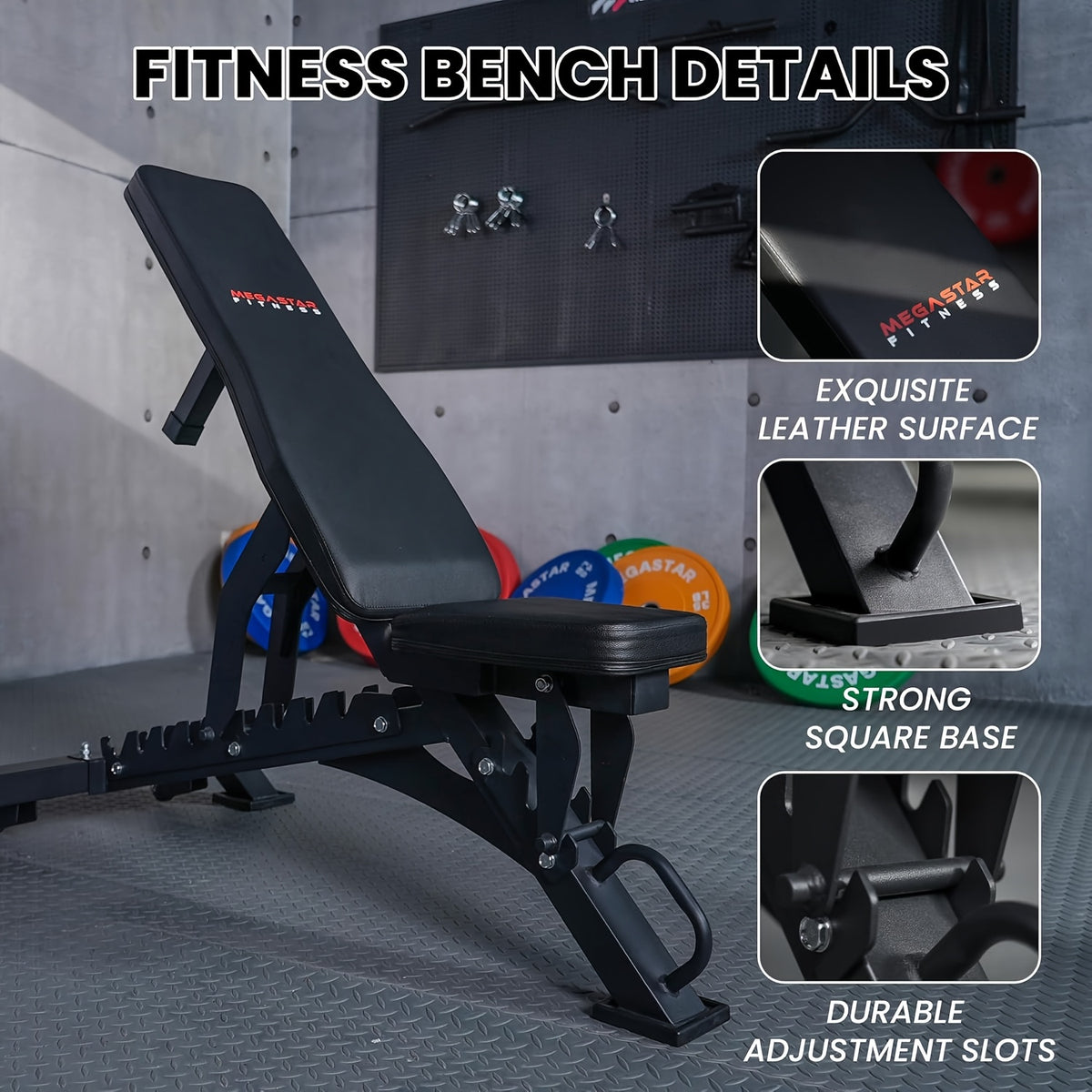 Adjustable Weight Bench, Heavy Duty Workout Bench for Home And Garage Gym, Multi-Position Backrest And Seat Strength Training Bench, 1300lbs Capacity, Red