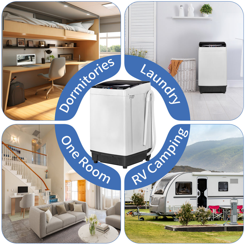 Full Automatic Washing Machine, 15.6/17.6/17.8/25Lbs Top Load Portable Washer with Drain Pump, 10 Wash Programs 8 Water Level Washer and Dryer Combo, 2 in 1 Washer and Dryer for Apartments, RV, Camping
