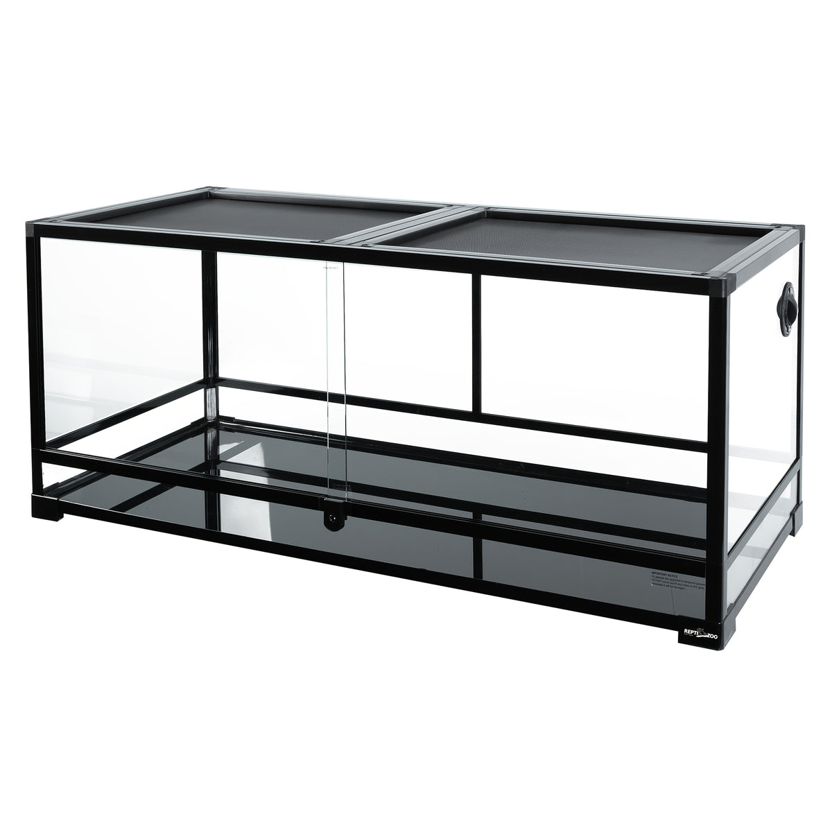 REPTI ZOO 64 Gallon Reptile Large Terrarium Upgrade Glass Front Opening Tank Sliding Door With Double Top Lid Reptile Terrarium About 48" X 18" X 18"