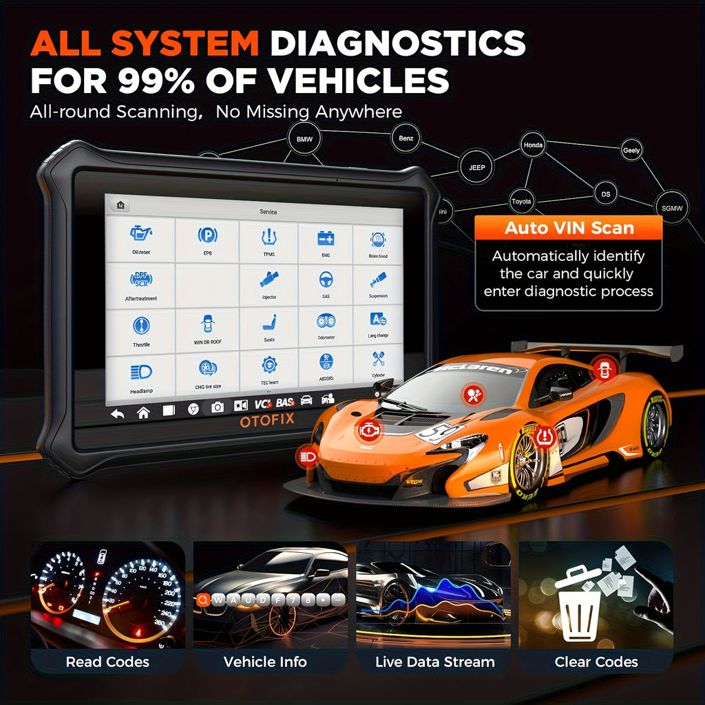 OTOFIX D1 Lite Bidirectional Scanner Full System Diagnostic Key Coding TPMS FCA Autoauth, Key Programming, Test, CANFD & DOIP, Auto VIN, No Wireless Function, Without Battery