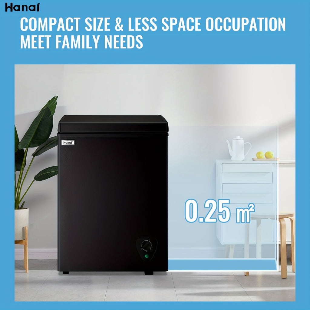 [Small Deep Freezer] WANAI Small Deep Freezer, 2.5/3.5/5.0 Cubic Feet Chest Freezer With Adjustable Temperature, Top Open Door, Removable Storage Basket For Home, Kitchen, Office, Home And Apartment, Black