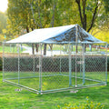 [Heavy Duty Dog Kennel] Dog Kennel Outdoor Large Dog House Outside With Canopy, Heavy Duty Dog Playpen Galvanized Anti-Rust Dog Cage For Farm Backyard Garden (118'' L X 118'' W X 83'' H)