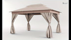 Outdoor Gazebo 10x13 ft by KAMEROUT with Double Roof and Mesh Privacy Screens for Backyard Gatherings