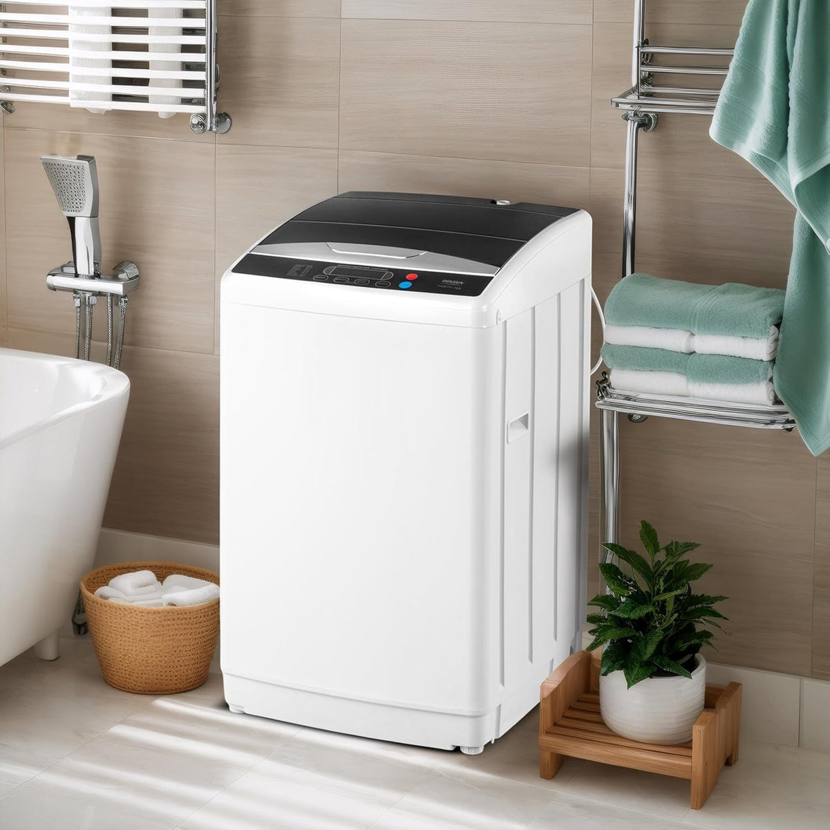 17.8/25 pounds (approximately 8 kilograms) portable washing machine, fully automatic washing machine, equipped with stainless steel tub and drainage pump - 110-volt compact washing machine, suitable for apartments, dormitories, campers, camping, small hou