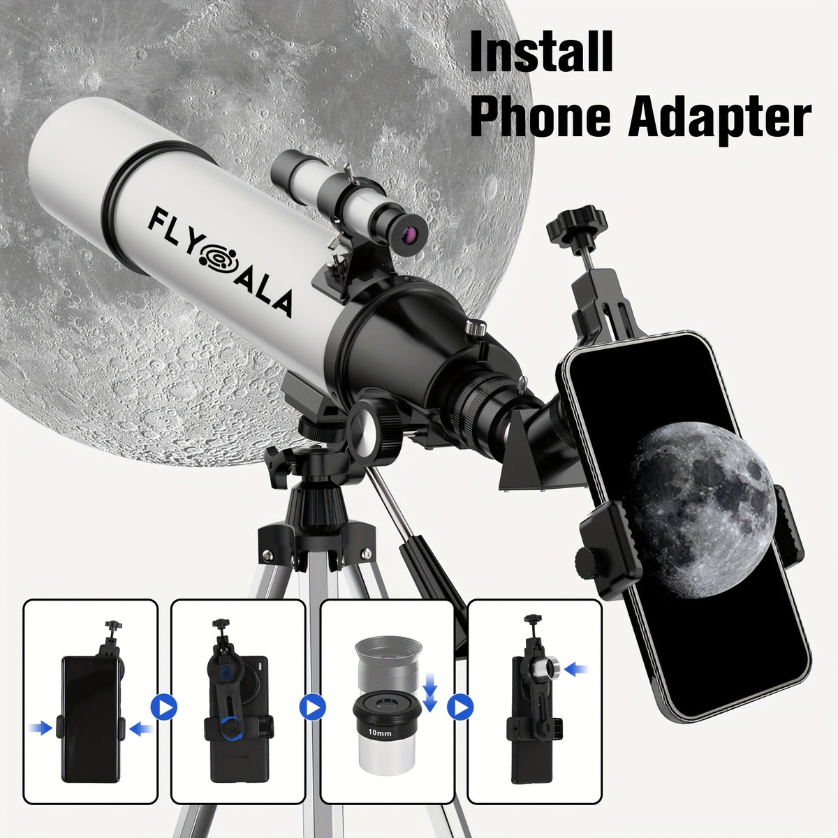 (30X-750X) Telescope for Adults High Powered, 80mm Aperture 600mm Focal Length Astronomy Telescope for Beginners, Astronomical Refractor Telescopes