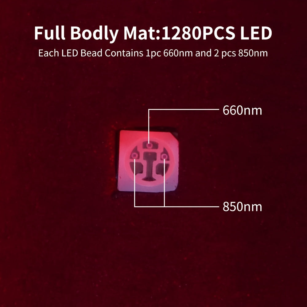 71'' X 31.5'' LED 1280pcs 660Nm Red Light Mat 850Nm Near Infrared Light Devices 3 Modes And 9 Timers, Extra Large Red Light Pad Blanket for Full Body