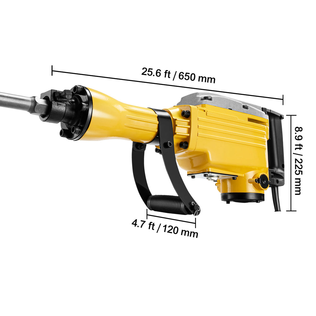 VEVOR Demolition Jack Hammer Concrete Breaker 2200W Electric Hammer 2 Chisel Bit